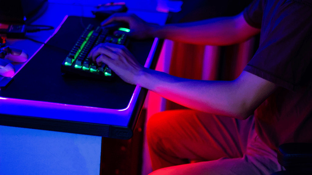 a person playing video games on a computer