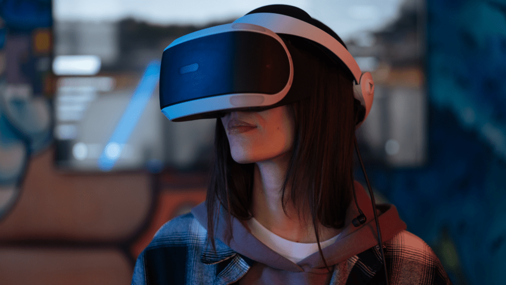 a person wearing a virtual reality headset