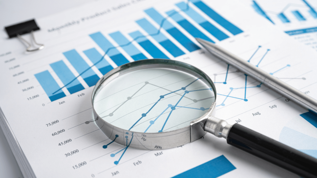 graphs with a magnifying glass